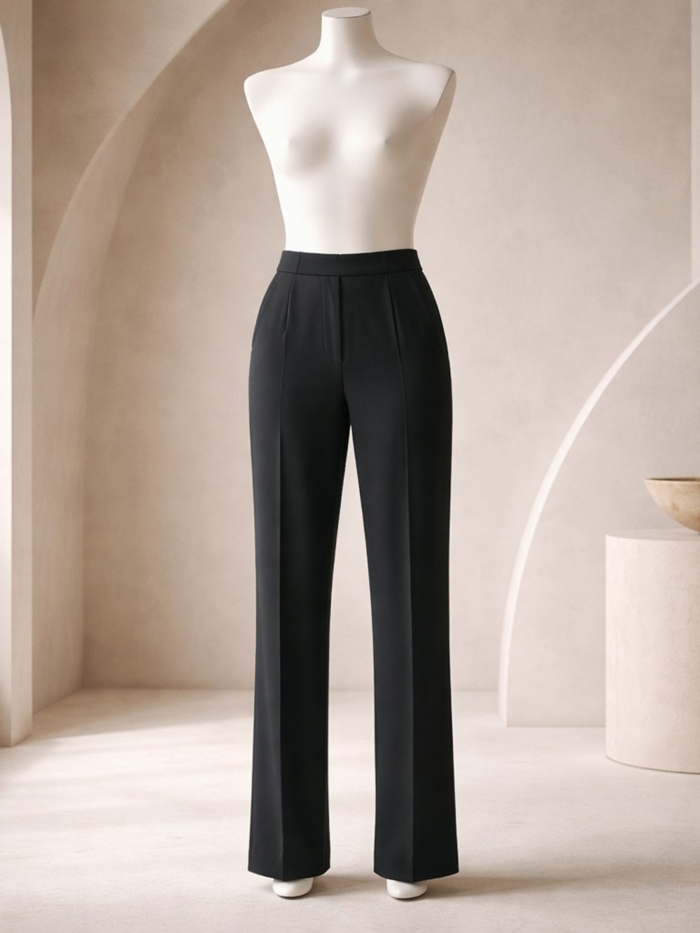 Misook Tailored Black Straight-Leg Trousers